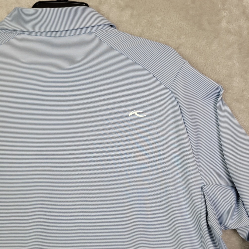 KJUS Mens XL Blue Striped Polo Long Sleeve Comfort Fit Golf Shirt UPF 50+ - Picture 4 of 8